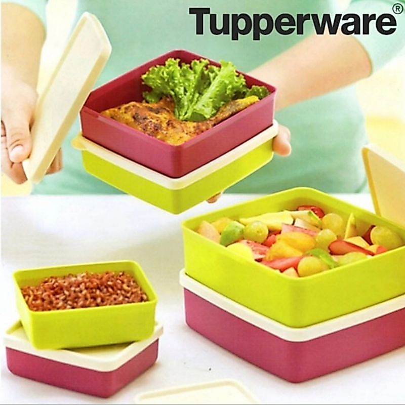 Medium Square Away Tupperware 360 Ml Warna Cantik