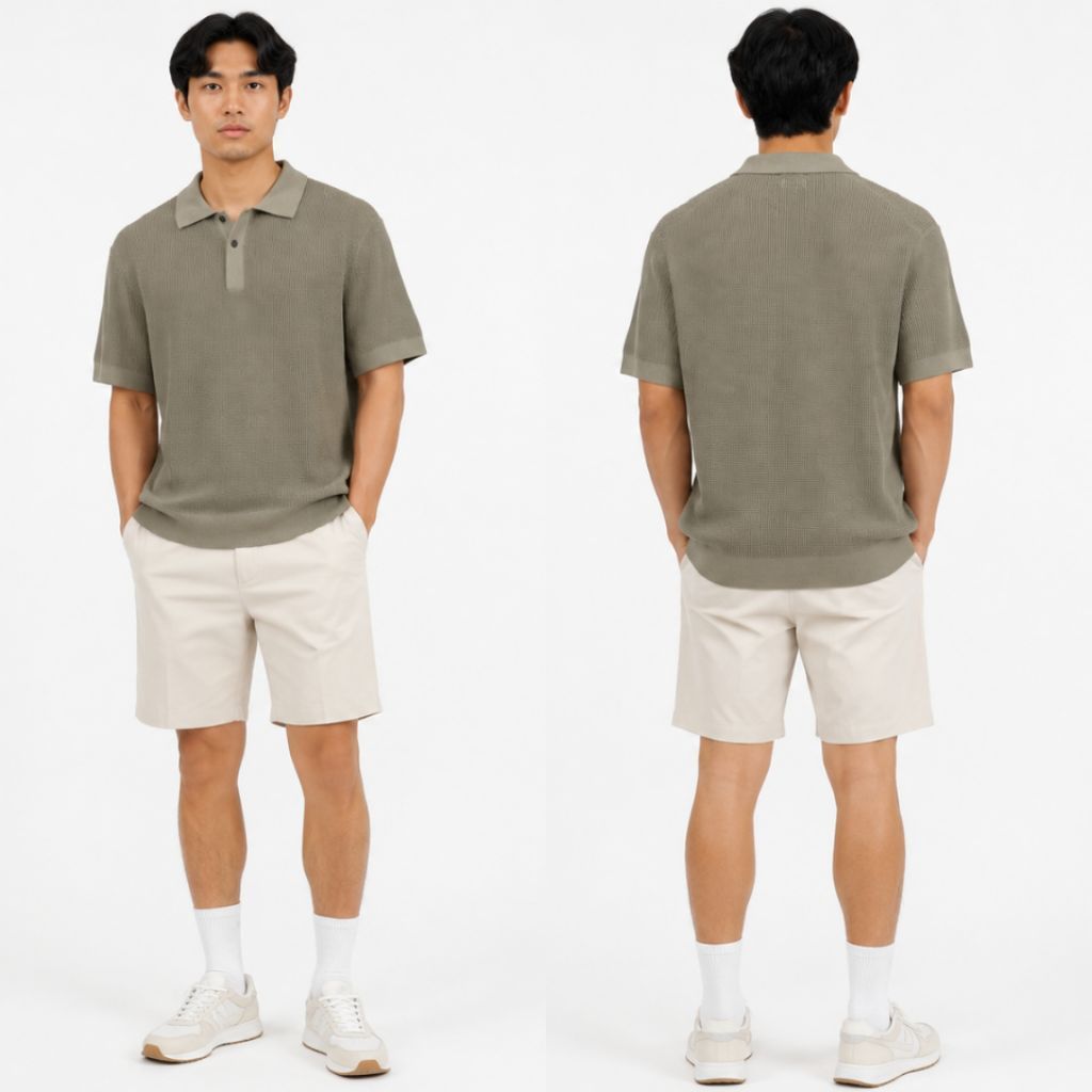 MASSIMO DUTTI KAOS POLO WAFFLE BARU ASLI ORIGINAL