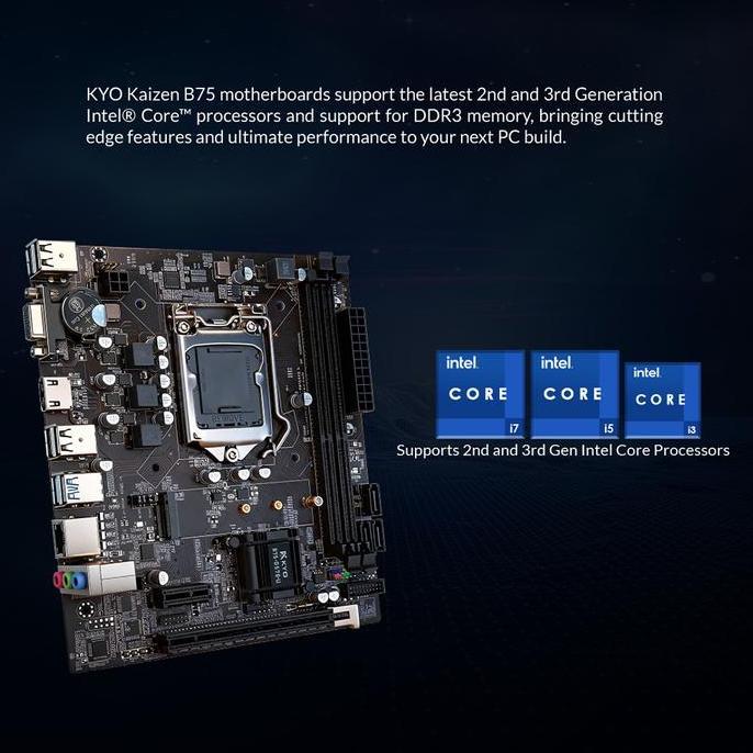Rexcom- Motherboard Kyo Kaizen B75 M.2 Nvme Lga1155 Ddr3 B75 Mobo B75
