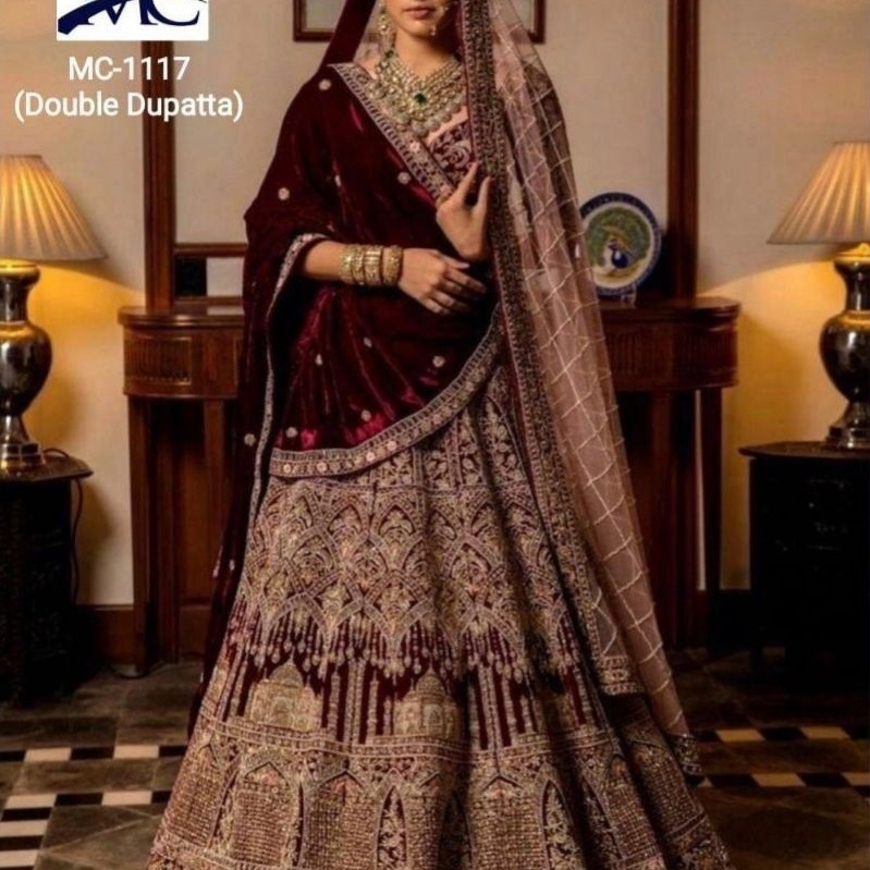 Baju India lehenga bordir model jodha full swarosky timbul bordir  pengantin kristen Wanita Mewah