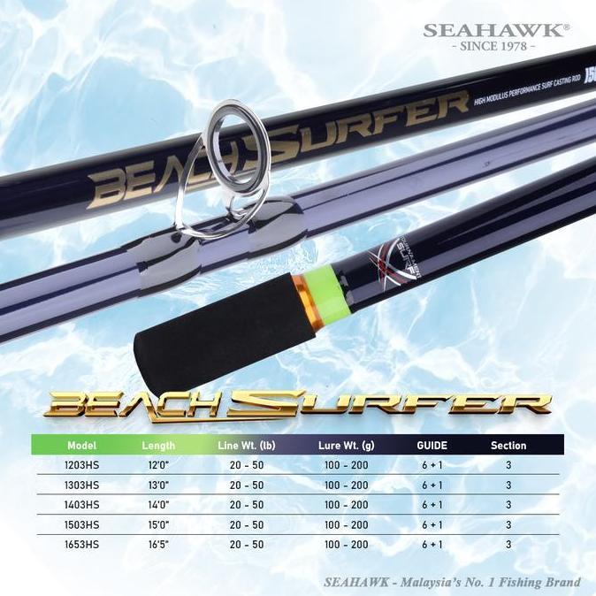 Seahawk Beach Surfer Surf Casting Rod Joran Pancing Laut High Performance (1203HS1653HS)