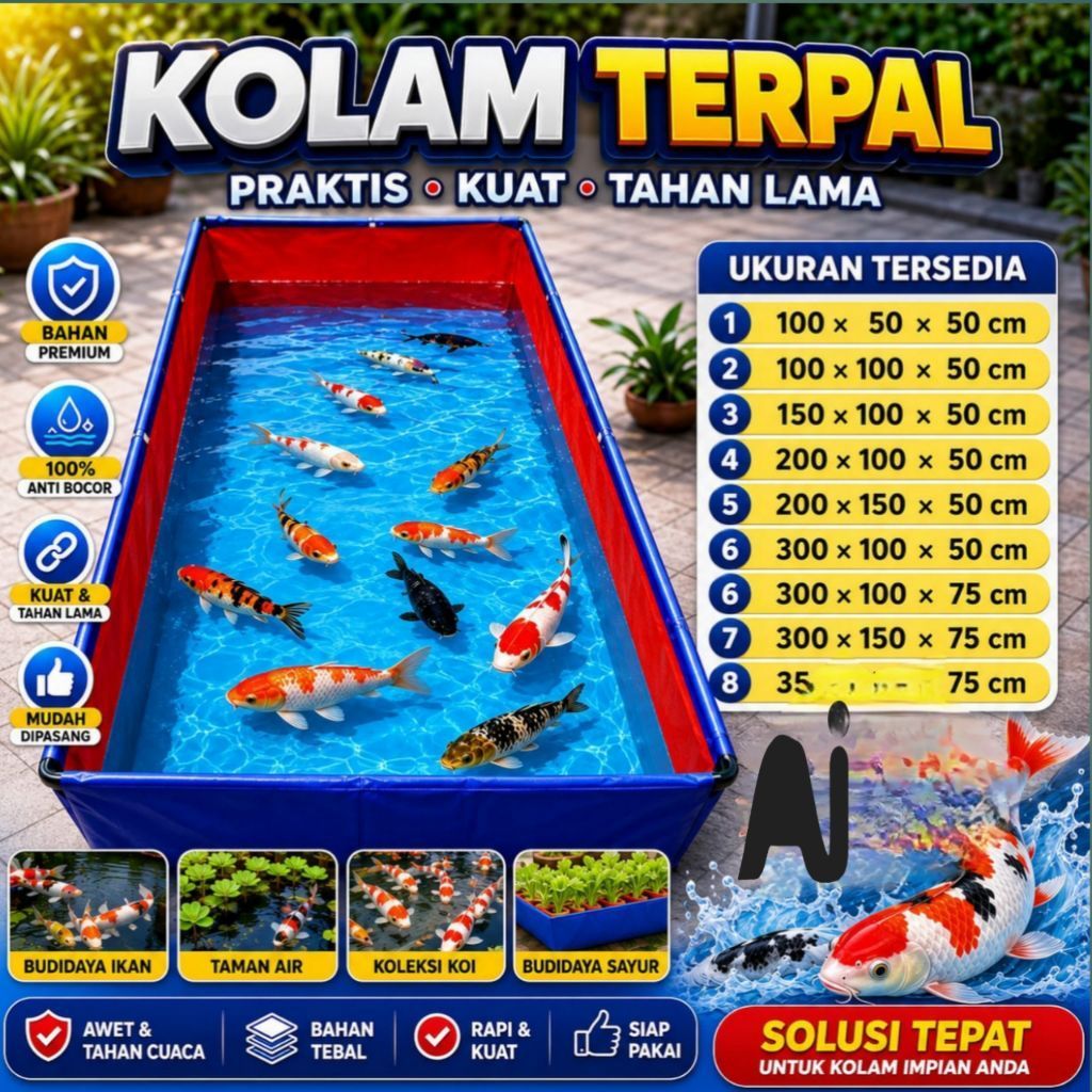 Kolam terpal ikan Tebal Anti Bocor Buat Budidaya Lele, Gurame dan ikan Nila.