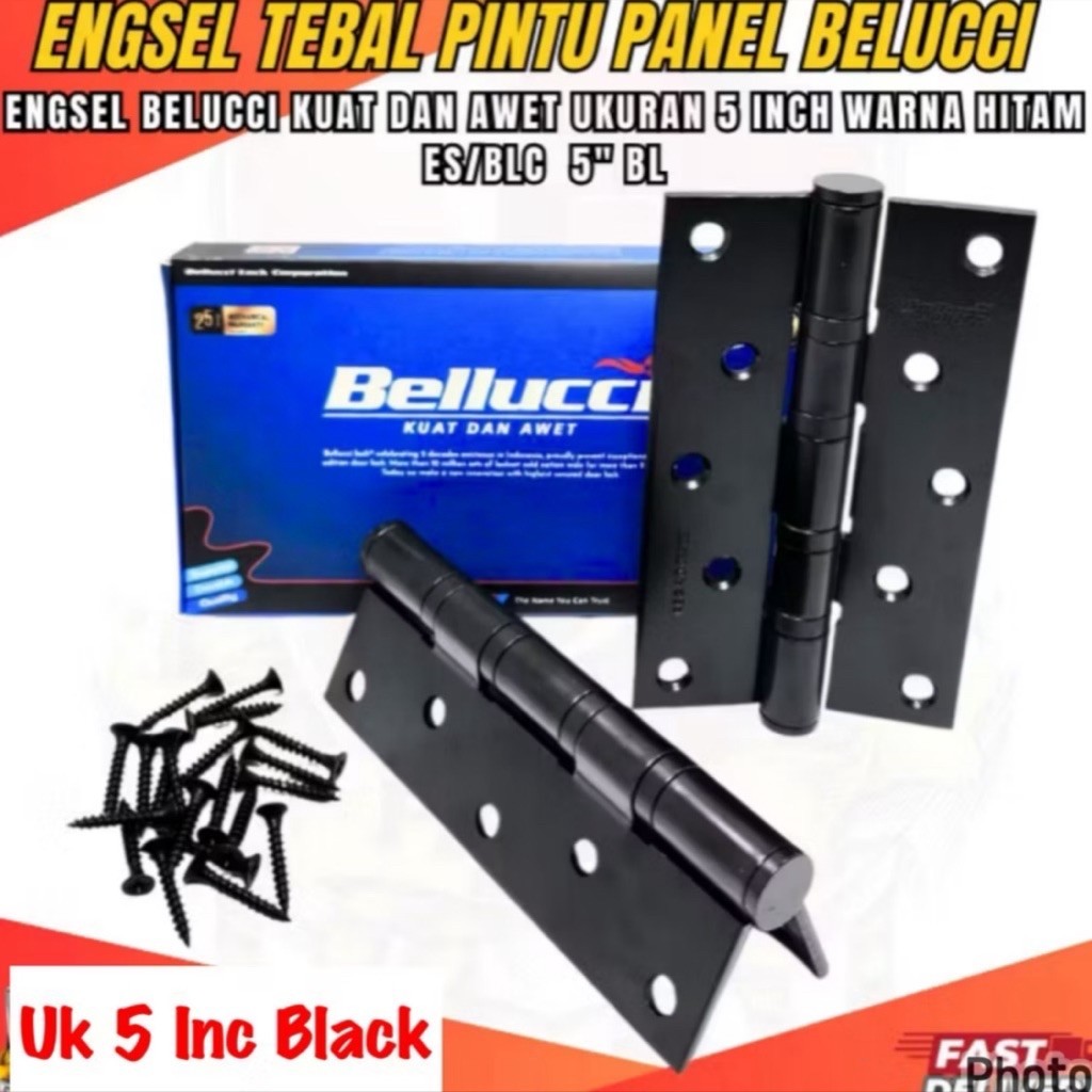 BELLUCI  ENGSEL 5 Inc Hitam Black Sus 304/ ENGSEL PINTU 5 İNC HITAM Engsel solid Ek. 09 5x3x3 4 BB, 