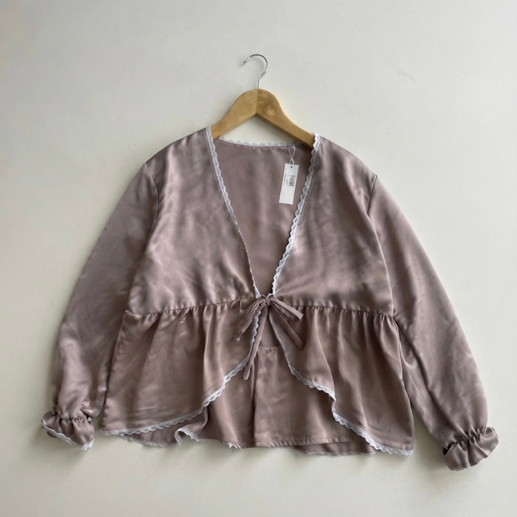 JESLEN - Vest outer cardigan bahan batik kombinasi tile dengan renda outer batik hijab dan non hijab
