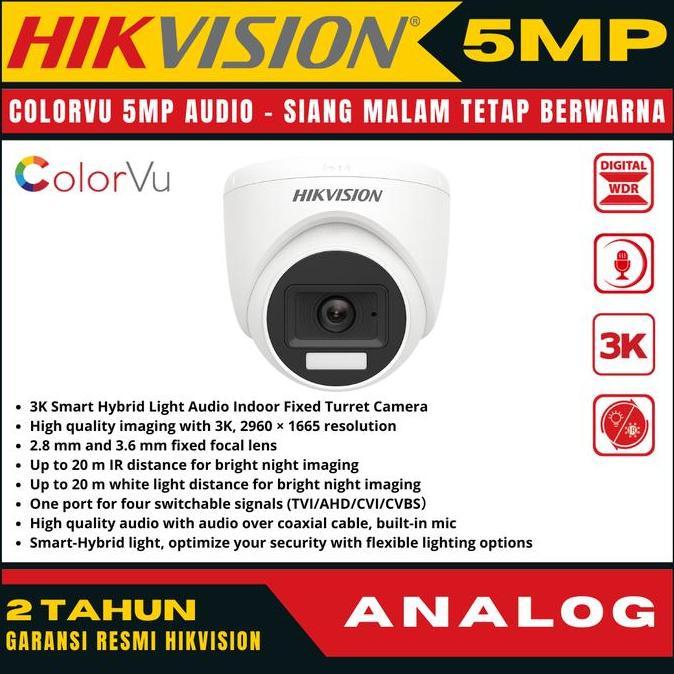 Cctv- Hikvision Colorvu 5Mp Two Y Audio Indoor 360 Derajat Kamera Cctv Camera 350 Derajat