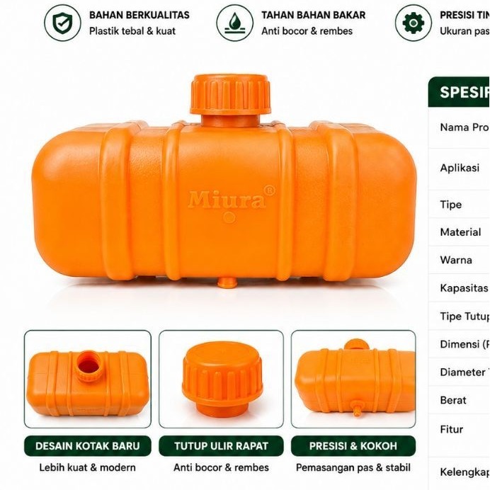 Tangki Bensin Mesin Potong Rumput 338 368 | Fuel Tank Miura New Model Kotak 2.5 L