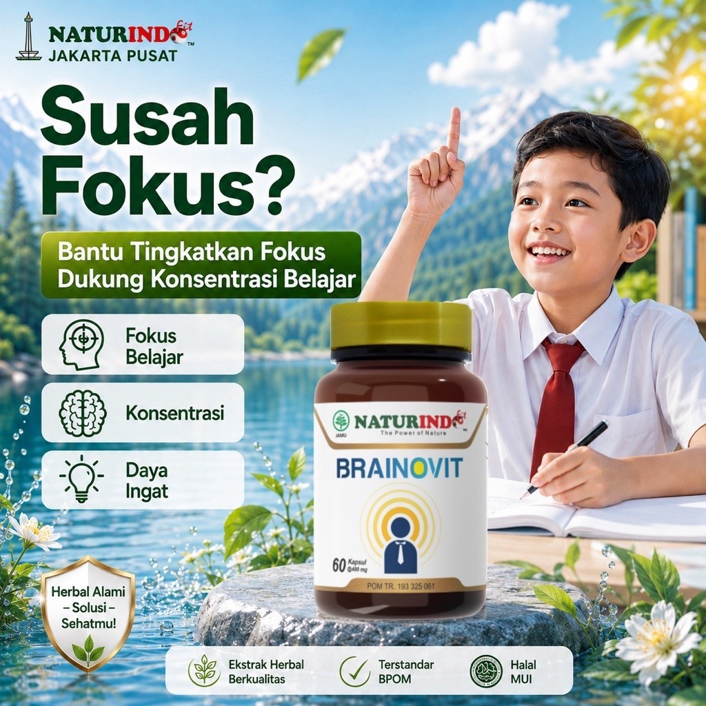 Vitamin Otak Nutrisi Otak Obat Herbal Meningkatkan Daya Ingat Otak Herbal Brainovit Naturindo Vitami