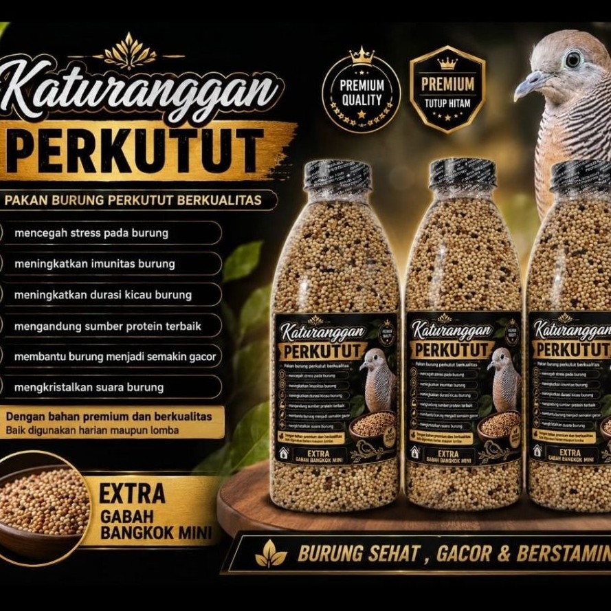 Katuranggan Perkutut Pakan Burung Perkutut Berkualitas Extra Gabah Bangkok Mini Premium