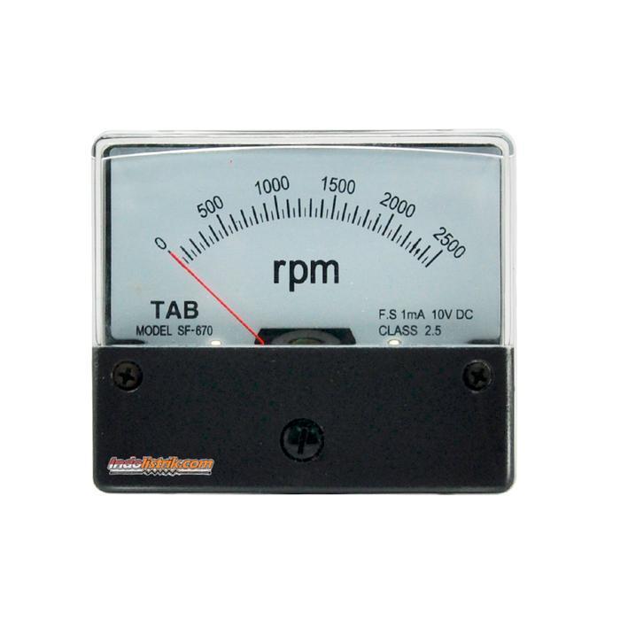 TACHOMETER / RPM METER ANALOG 0 - 2500 RPM- 1MA 10V DC TAB ORIGINAL DAN TERPERCAYA