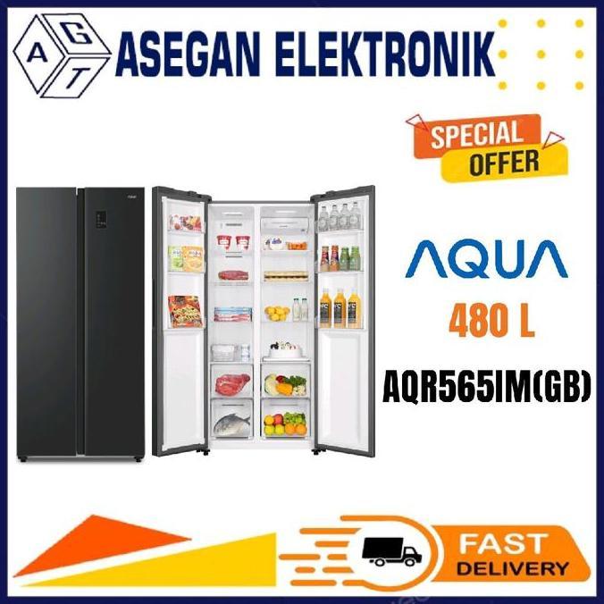 Allthebest- AQUA KULKAS SIDE BY SIDE AQR-565IM(GB) TWIN INVERTER AQR565IM 565IM