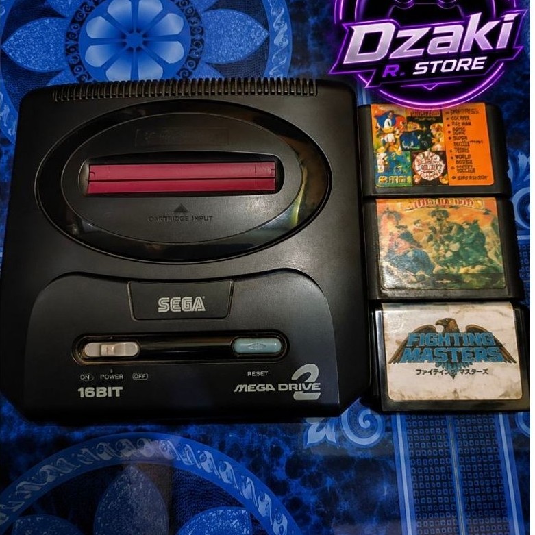 Sega mega drive 2 original pal, stik, 3 kaset, adaptor sega, dan adaptor ps2 slim new