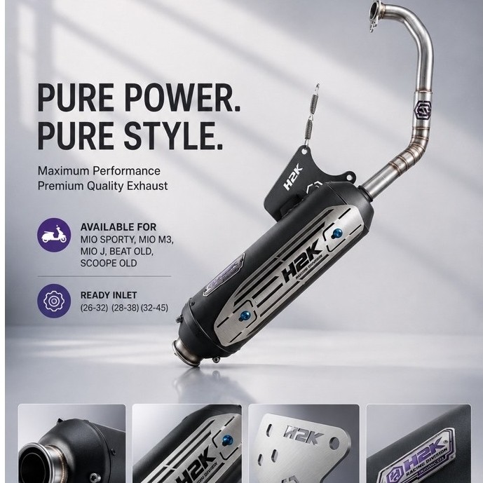 Knalpot Exhaust H2K Racing Division Type H2K Phantom exhaust P1  untuk Mio Sporty Mio M3 Mio J Beat 