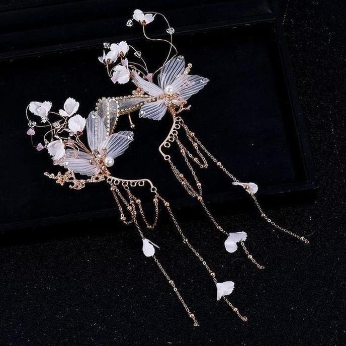 [Sepasang] Earcuff Gold Pita Butterfly - Headpiece Hiasan Telinga - Jepit Bentuk Kupu - Kupu