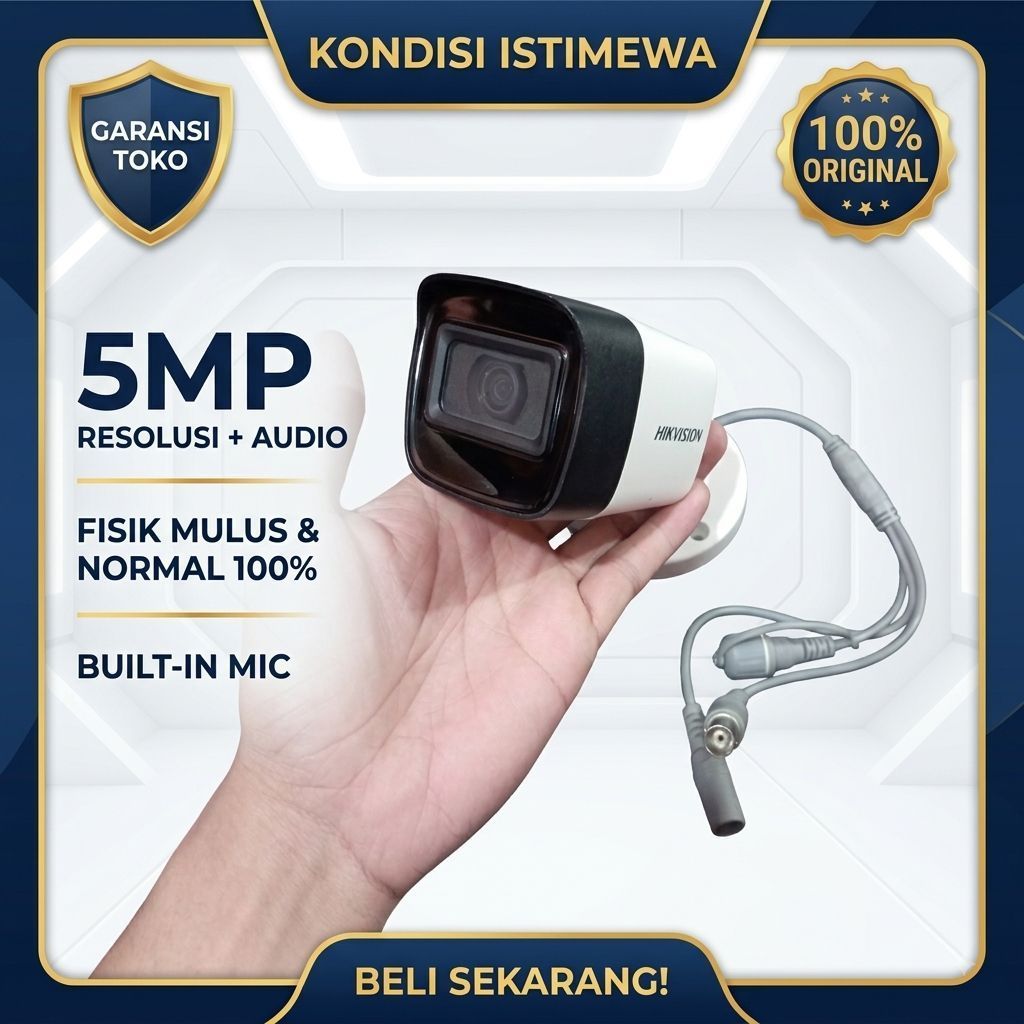 Hikvision Kamera CCTV Outdoor 5MP Audio DS-2CE16H0T-ITPFS Lens 3.6mm Second Bekas Istimewa Normal Si