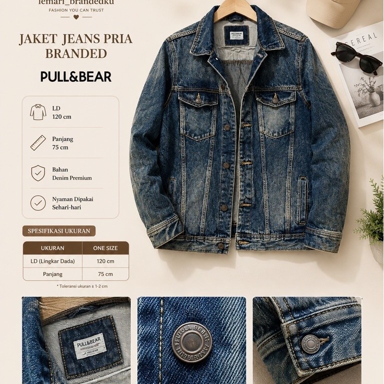 Pull&bear denim jaket/ jaket jeans pull&bear pria