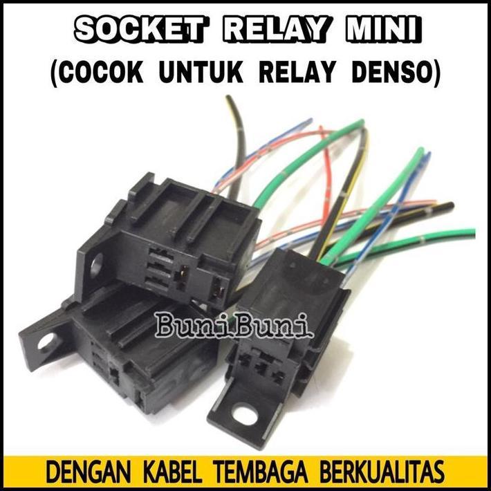 TERBARU RELAY DENSO BIRU KOMPLIT SOCKET RELAY UNTUK AC MOBIL 12V UNIVERSAL / RELAY DENSO KAKI 4 