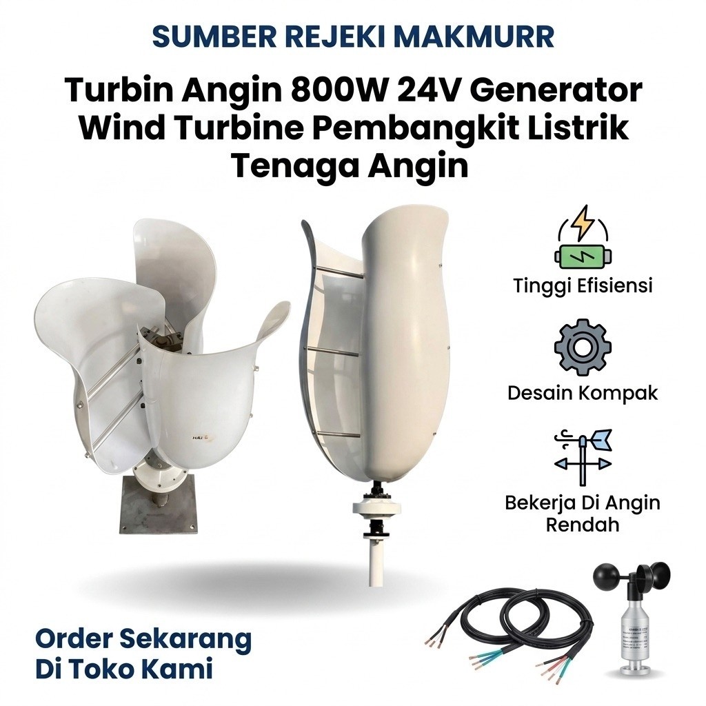 Generator Turbin Angin 800 Watt 24V Wind Turbine Pembangkit Listrik Tenaga Angin