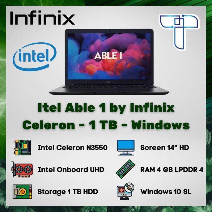 Bestgood- Laptop Notebook Itel Able 1 by Infinix - Celeron - 1 TB - 4 - Windows