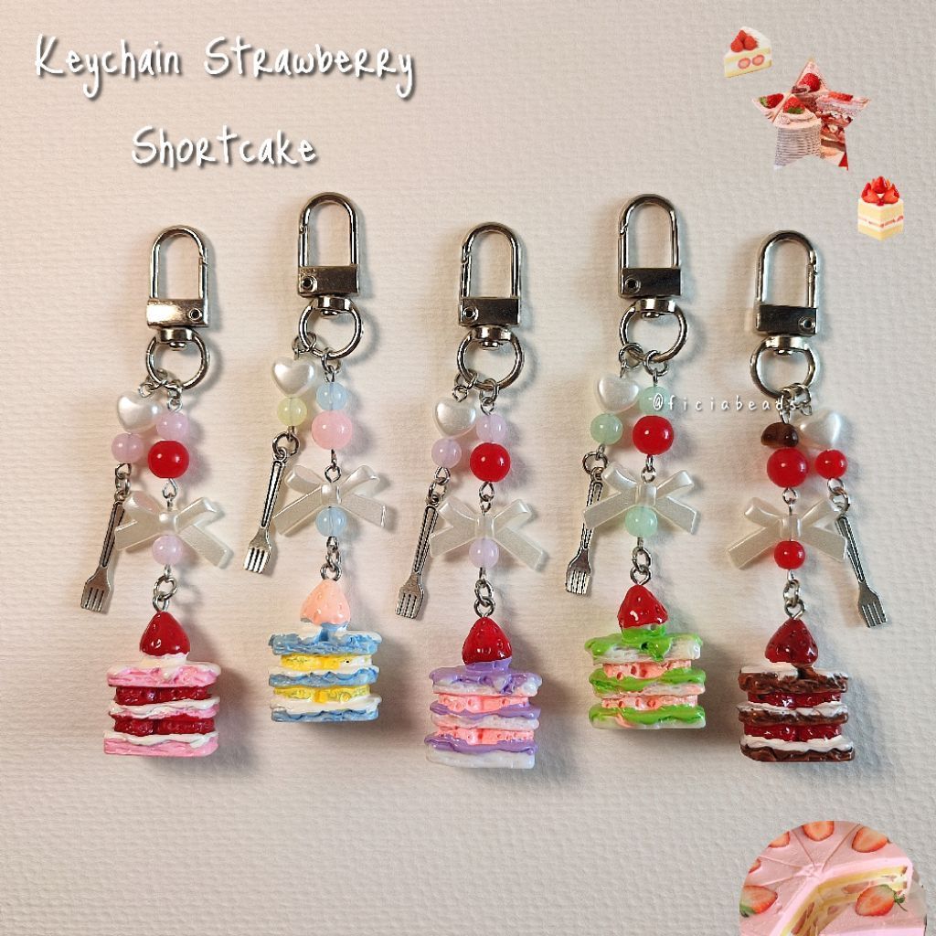 Keychain Strawberry Shortcake | Gantungan Kunci Cake | Gantungan Kunci Aksesoris Bagcharm