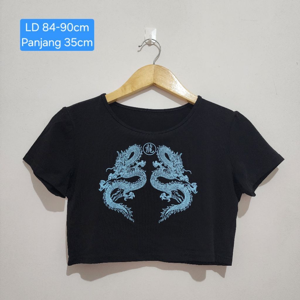 [PRELOVED] Crop Top Dragon BLACK