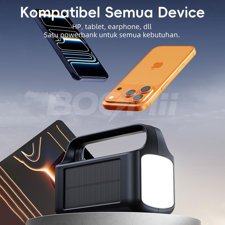 Cuci Gudang Boomii Powerbank Solar 200000Mah Kabel Bawaan Led Darurat Portable Power Bank