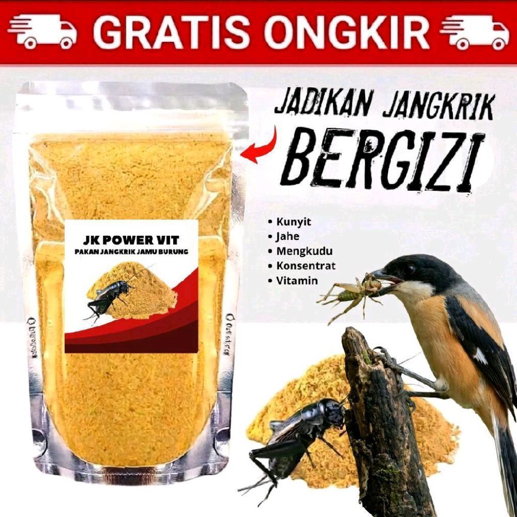 Pakan Jangkrik JK Power VIT Jamu Burung Kunyit Jahe Mengkudu Vitamin Cendet