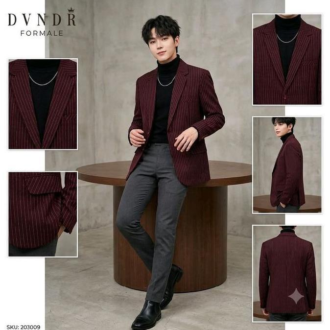 NEW Dvandra.id Jas Blazer Striped  Blazer Salur Pria motif garis-garis tipis vertikal bahan semiwoll