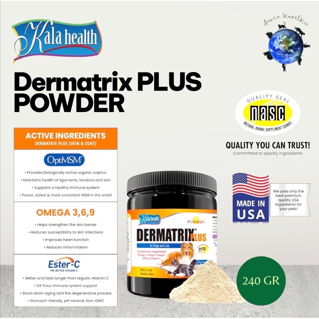 Dermatrix Plus Powder Vitamin Kulit & Bulu Kucing Anjing (240gr)