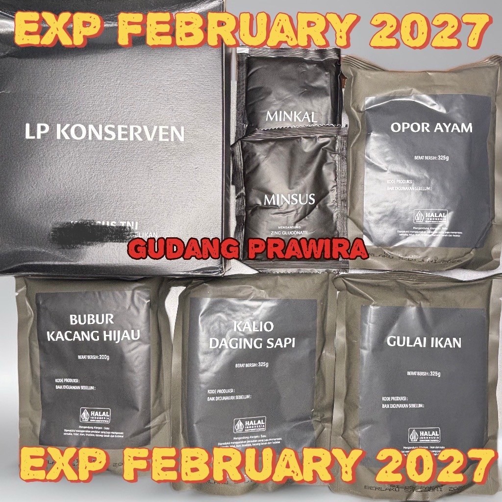 Ransum konserven Expired 28 FEBRUARY 2027 lauk pauk asli jatah TNI T2RP T2SP MTP FT LAUK PAUK LENGKA