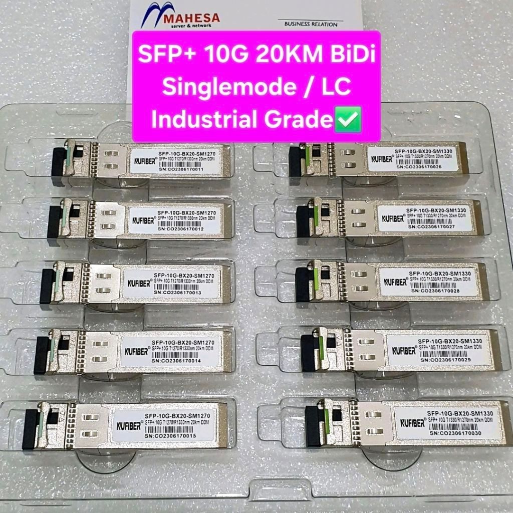 SFP+ BIDI 10G 20KM Single Mode Fiber SM 1270nm + 1330nm LC DDM WDM Cisco Huawei Mikrotik 10Gbps Comp