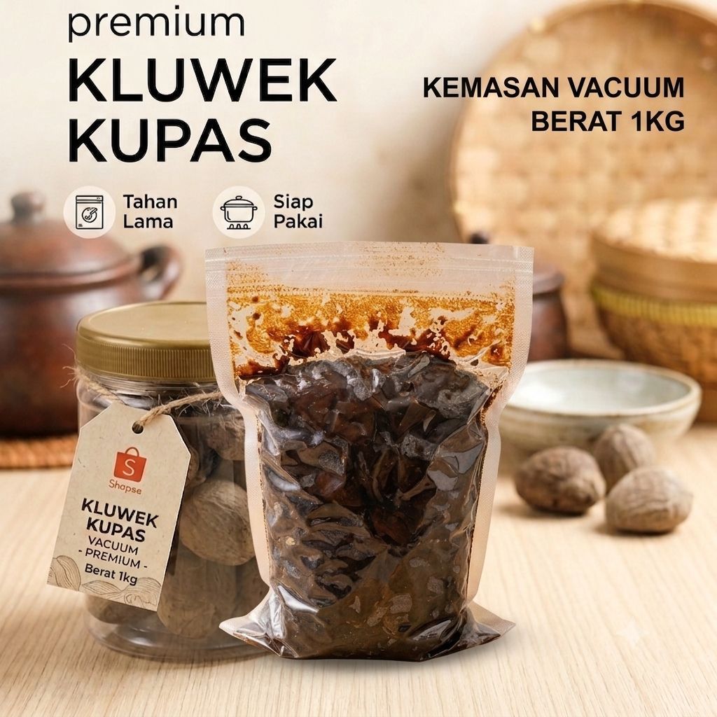 klewek kupas Pucung Kupas Kepayang Kluwek Kupas hitam untuk bumbu rawon 1KG