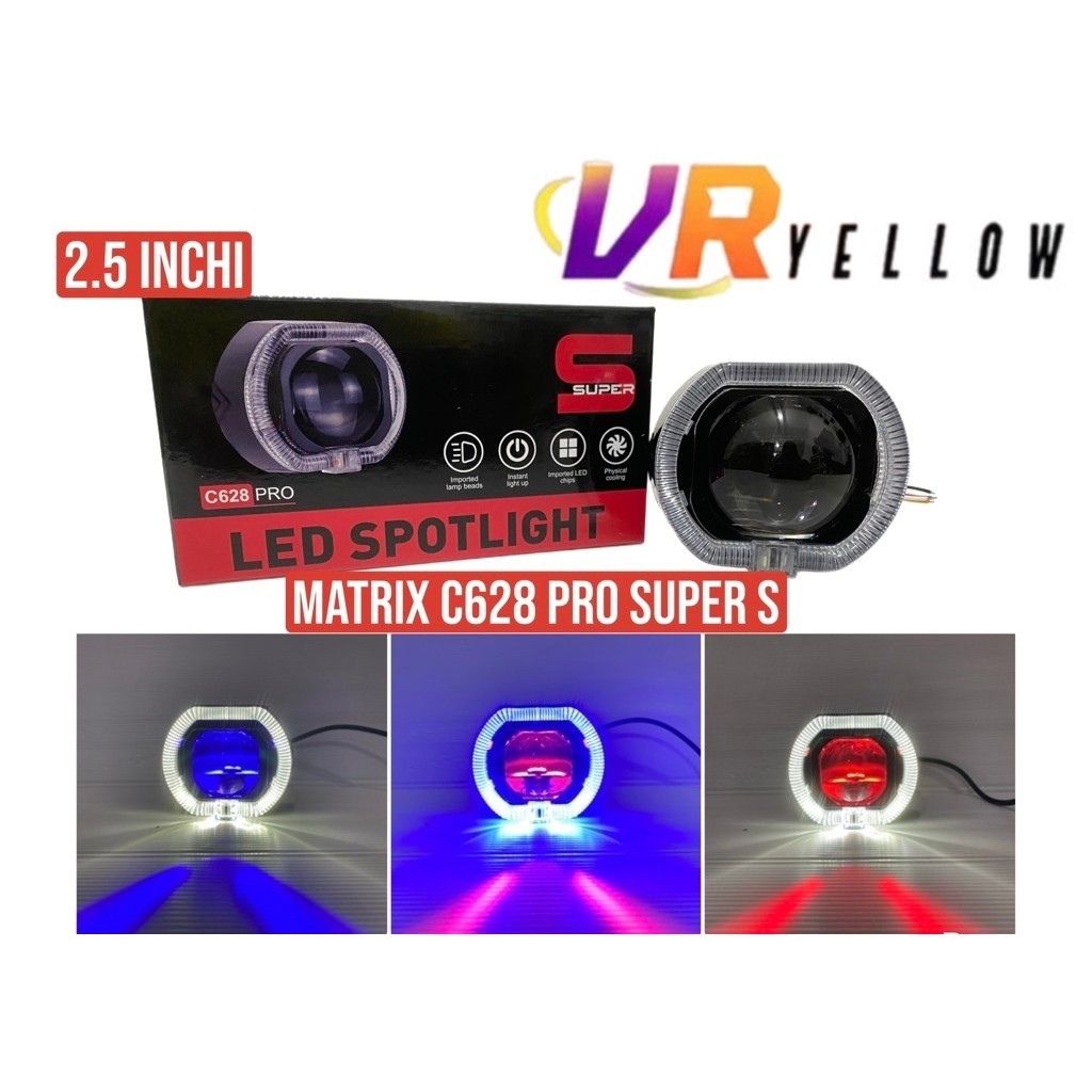 Biled Matrix C628 PRO 2.5 Inch Body Black SUPER S Cahaya Flat Putih Putih