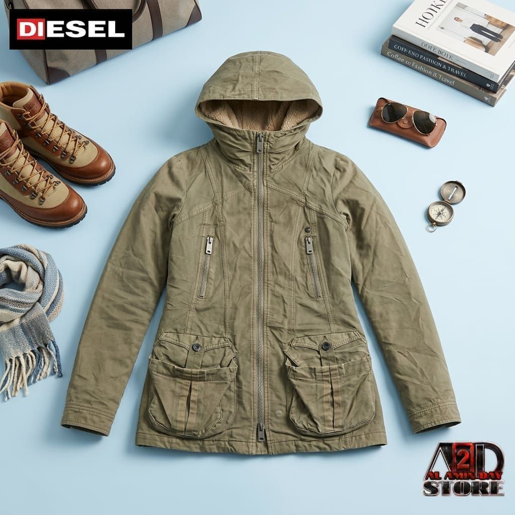 Diesel Jacket Parka Kain Kanvas