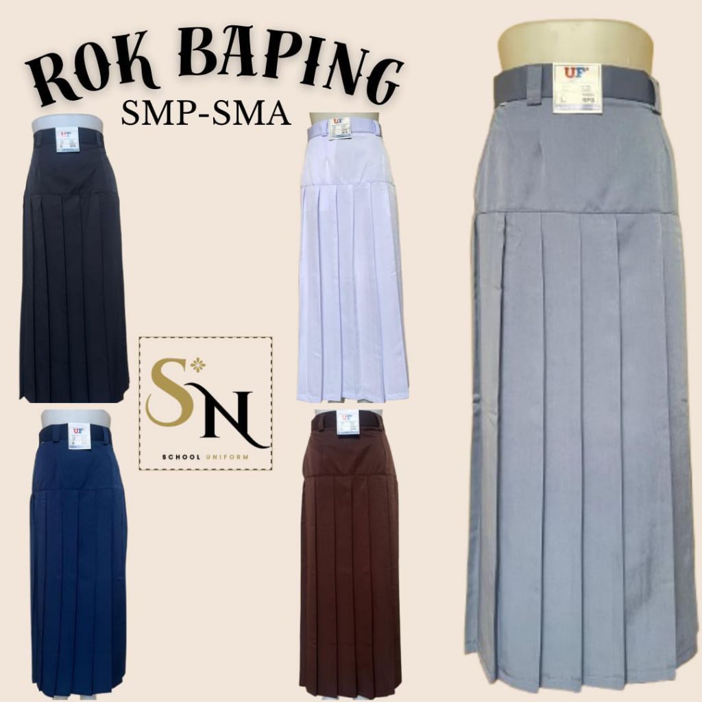 ROK BAPING SMP-SMA / ROK TURUN PINGGANG KAIN TWIST LICIN LEMBUT / ROK REMPEL PINGGANG BAWAH SMP SMA 