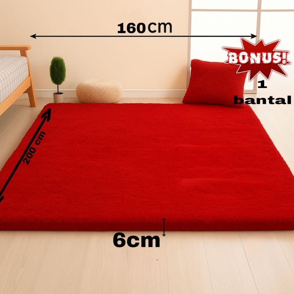 mischa Kasur Lantai Bulu Rasfur 200x160 Tebal 6cm 5cm 4cm - Kasur Busa Lantai Empuk Anti Kempes Free