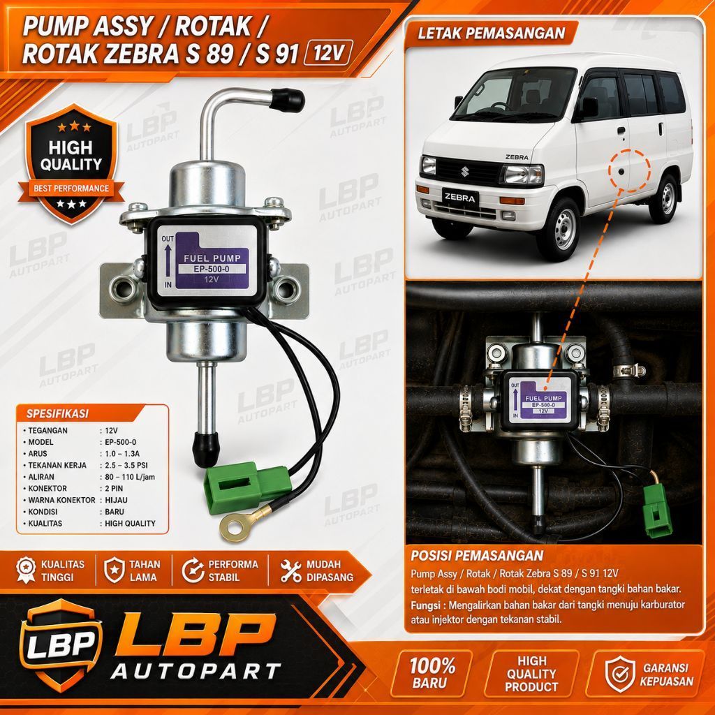Fuel PUMP ASSY/Pompa bensin/ROTAK/ROTAK ZEBRA S 89/S 91 12V