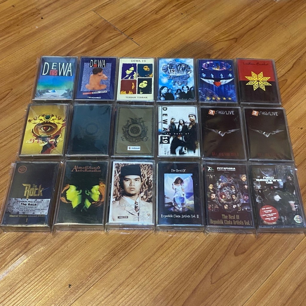 varian kaset original dewa 19, the rock, ahmad band & andra ramadhan