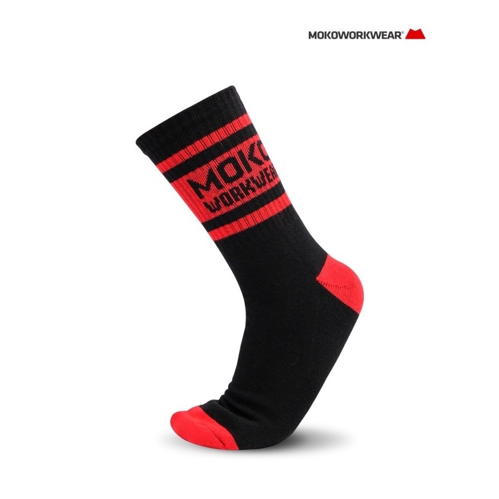 MokoWorkwear - Kaos Kaki Pria Hitam Merah MokoWorkwear Socks Black Red