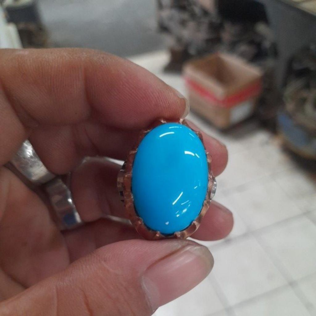 natural Batu pirus persia polos ring coin