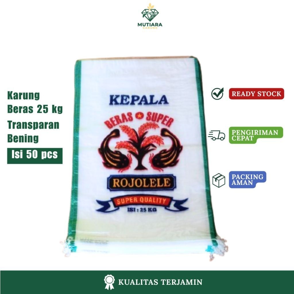 Karung Beras 25 Kg Rojolele isi 50 pcs - Transparan