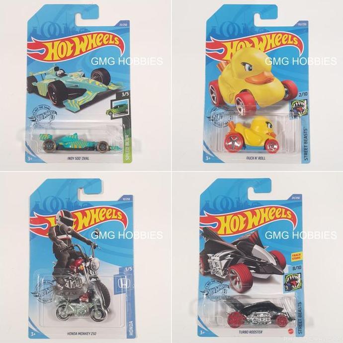 Indy 500 Oval Green Speed Blur - Duck n Roll Yellow Street Beasts - Honda Monkey 250 - Turbo Rooster