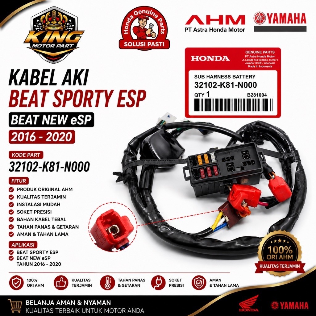 32102-K81-N000  AHM Kabel AKI BEAT SPORTY ESP Beat New eSP 2016 -2020 32102-K81-N000