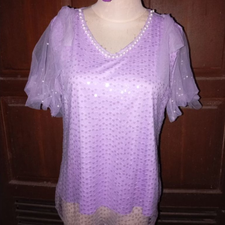 lilac sequin tile jumbo blouse
