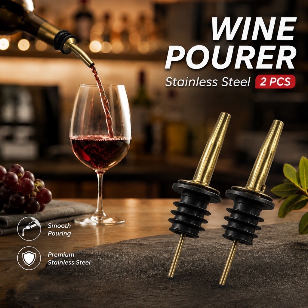 wine pourer bar cocktail stainless steel / pourer botol / penutup botol minuman / wine pourer /