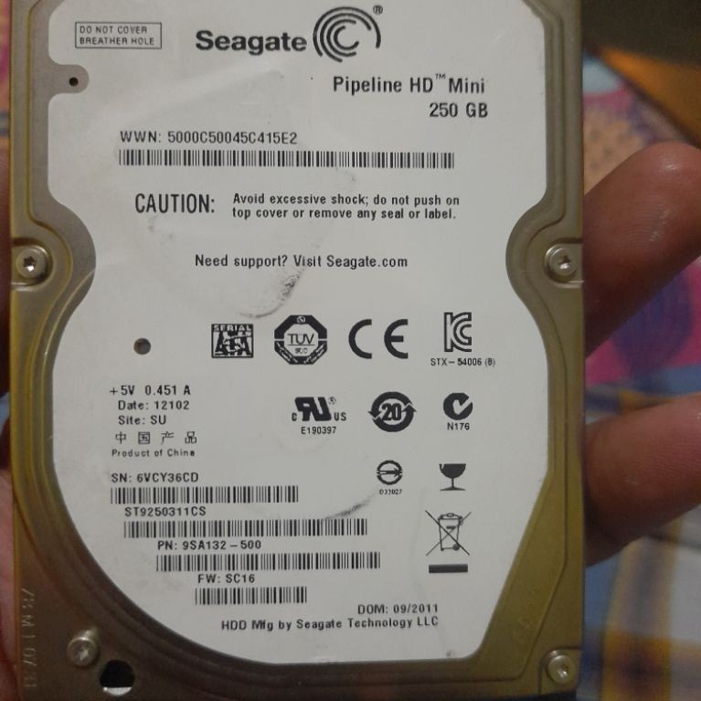 Harddisk Laptop Seagate 250gb