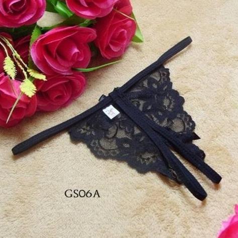 OFFICIAL SEXY G STRING OPEN CROTCH UNDERWEAR CD LACE WANITA SEKSI HITAM GS06A