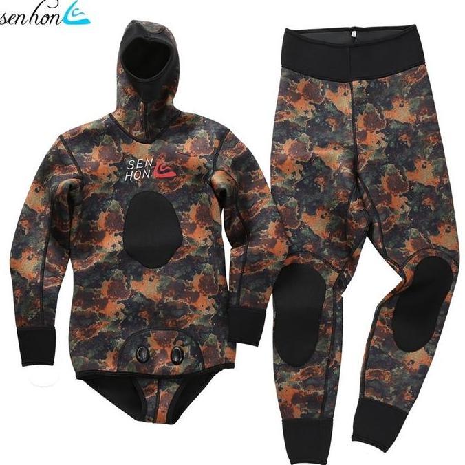 wetsuit SENHON pria 3mm camoflauge spearfishing wetsuit