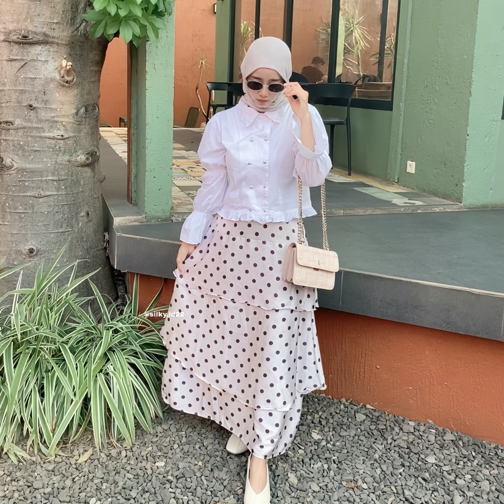 Silky.id - Shanel Rok Satin Susun Polkadot
