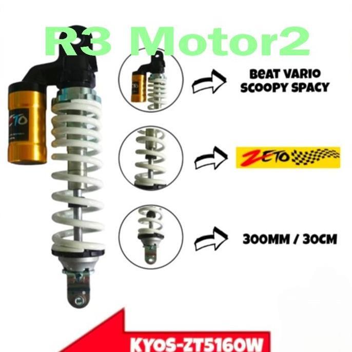 SHOCKBREAKER SHOCK BELAKANG TABUNG All Matic Honda Yamaha KAYABA / KYB ZETO KYOS-ZT5160W (PUTIH) TIN