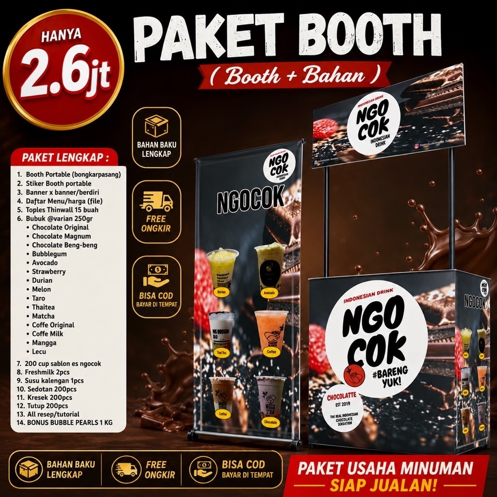 (COD) PAKET USAHA MINUMAN ES NGOCOK COKELAT FRANCHISE MINUMAN TERMURAH